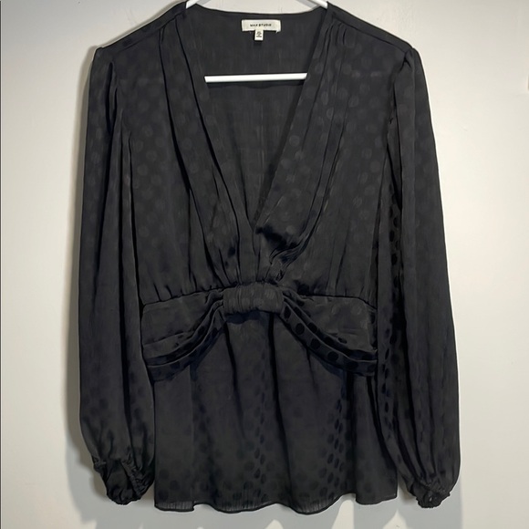 Max Studio Black Polka Dot Peplum Blouse - Picture 1 of 8